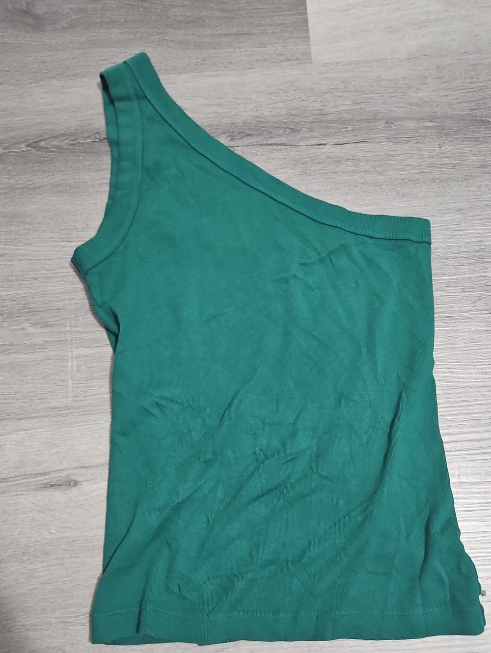 Michael Stars Green One Shoulder Ribbed Tank Top Size M Made in USA